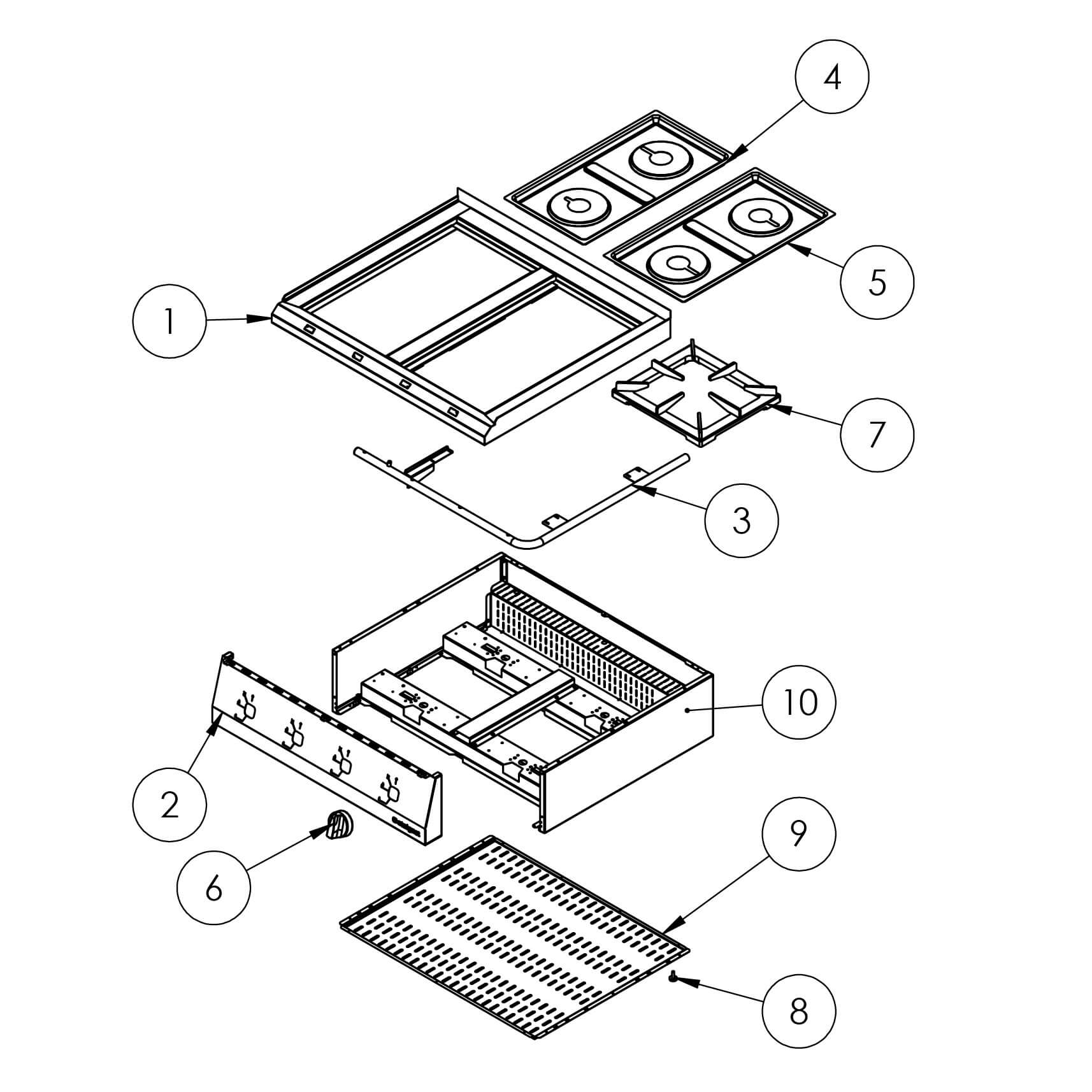 kuchnia gazowa, 4-palnikowa, nastawna, 20.5 kW, G20 16