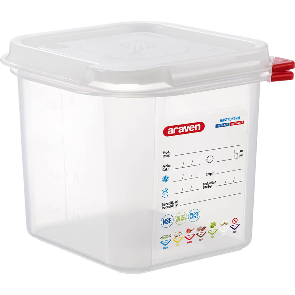 pojemnik z polipropylenu z pokrywką szczelną, GN 1/6, H 150 mm 166155