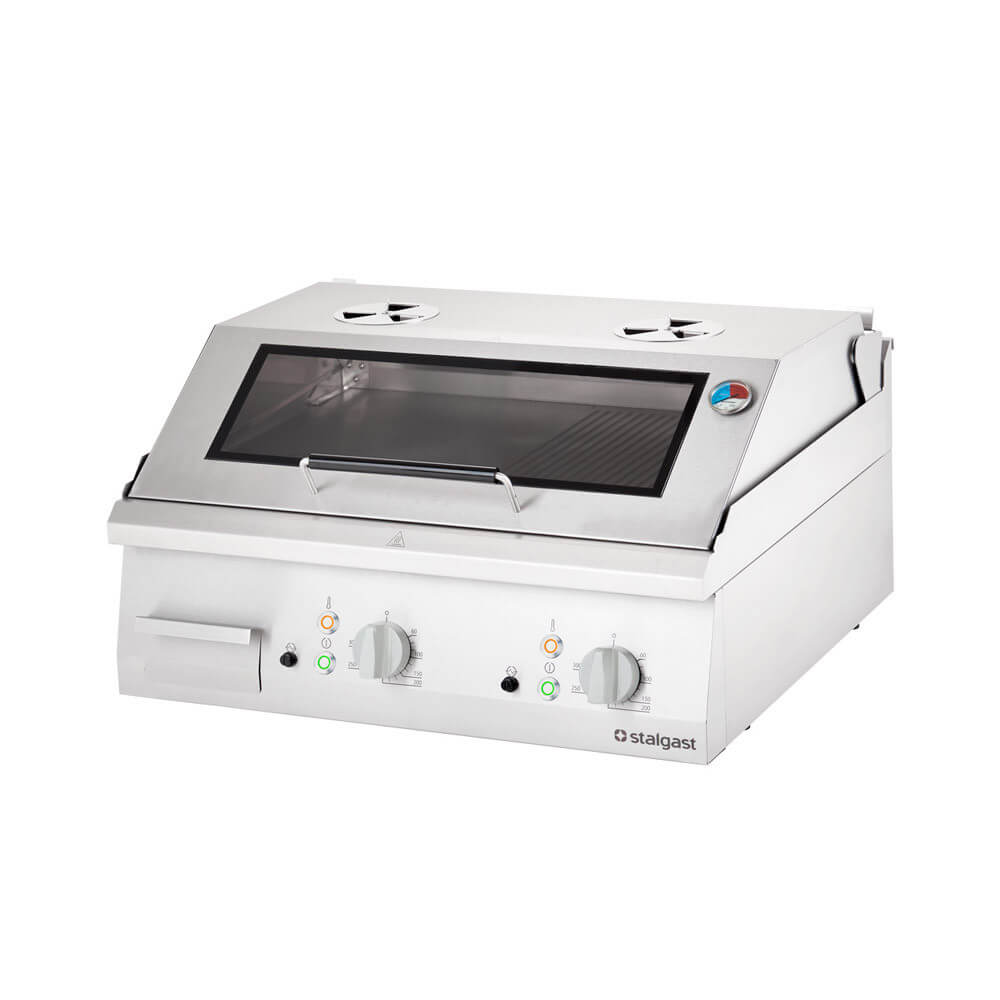 płyta grillowa elektryczna, nastawna, gładko-ryflowana, z pokrywą, 8.1 kW 9731390