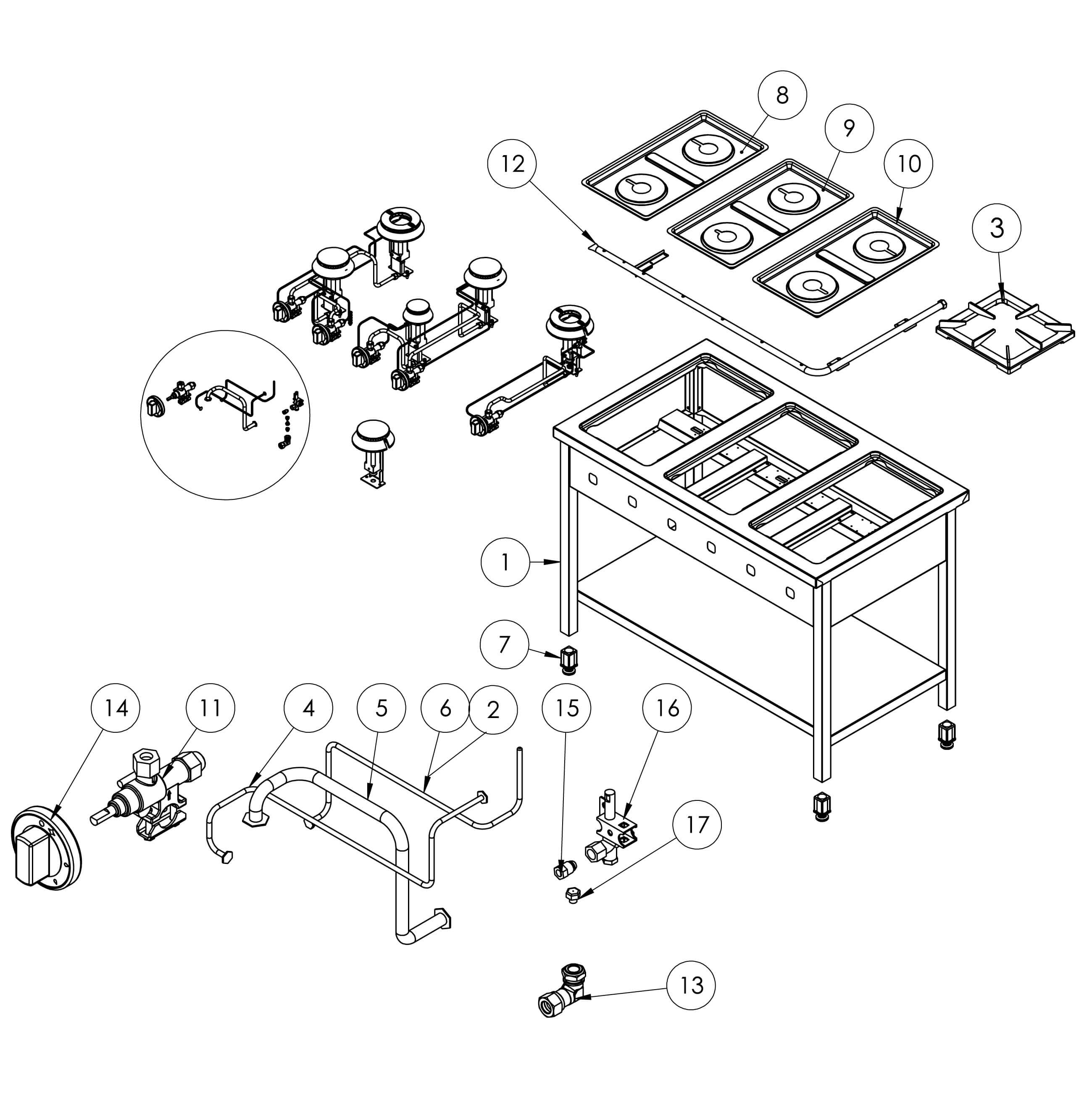 kuchnia gazowa, 4-palnikowa, 900 mm, 24.5 kW, G20 1