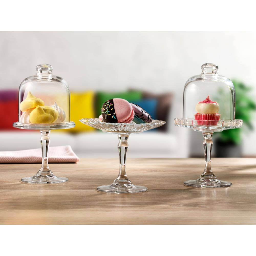 mini patera z kloszem, szklana, H 187 mm 1