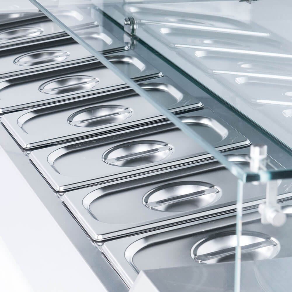 witryna chłodnicza nastawna 7xGN 1/4 1600x335x435 mm z szybą 3