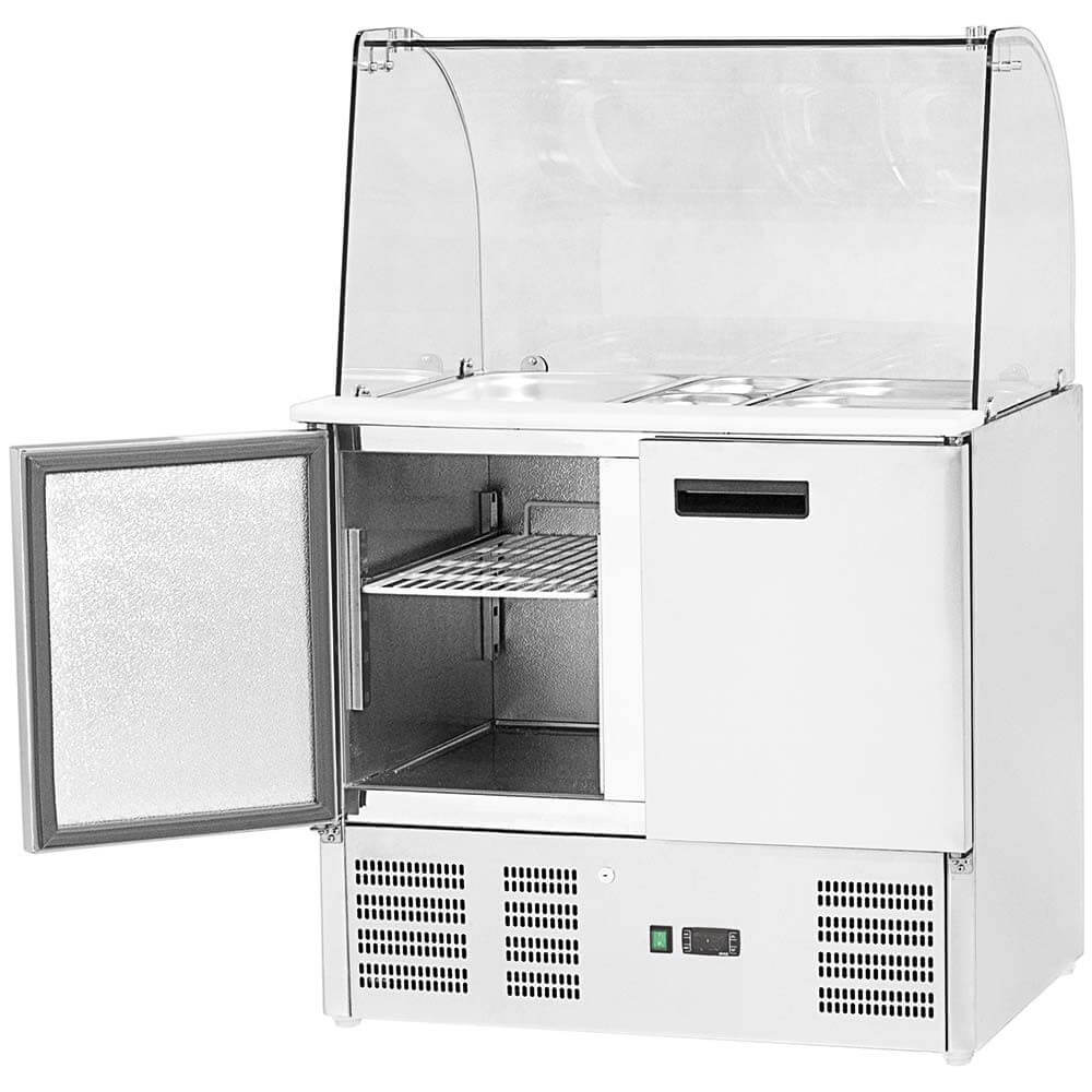 stół chłodniczy sałatkowy z nadstawą szklaną 240 l +2/+8°C 900x700x1300 3